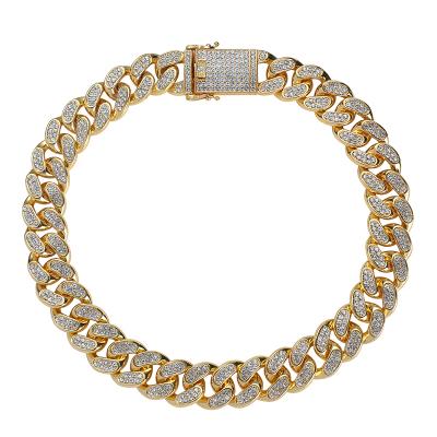 China Hiphop Hip Hop 20mm Width Chain Alloy Material With Diamond Cuban Bracelet for sale