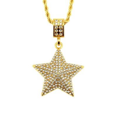 China Hiphop RQ Hip Hop Gold Color Mens Necklace Micro Pendant Iced Out Rhinestone Star Pendant Necklace For Women Charm Jewelry Woman for sale