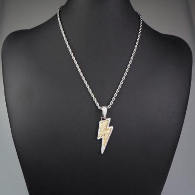 China Zircon Solid Copper Hip Hop Lightning Necklace Hip Hop Pendant Hombre for sale