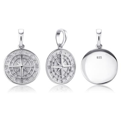 China Hip Hop RQ 100% 925 Sterling Silver Compass Pendant High Quality Gold/Platinum Plated Fine Jewelry Personalized Jewelry For Women for sale