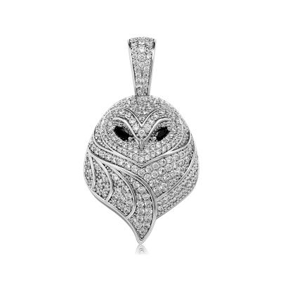 China Hiphop RQ Iced Out Owl Pendant Necklace In Yellow Gold With Iced Out Micro Pave Zircon Hip Hop Jewelry For Gift for sale