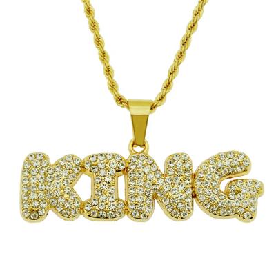 China Hot Sale Hiphop Ebay Alloy King Letter Necklace Scam letra colgante pendant king and diamond hip hop for sale