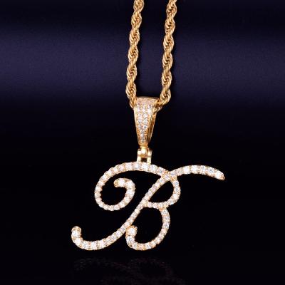 China Hiphop Fashion Gold Color Cursive Letter Silver Pendant Necklaces Charm For Women Men Hip Hop Rock Jewelry With Rope Chain for sale