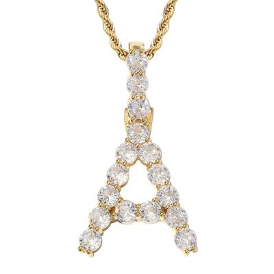 China Hip Hop Hip Hop Twist Chain With Brass And Zircon 5A Letter Pendant Necklace for sale