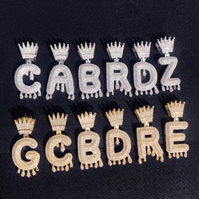 China Custom Hiphop Hip Hop Gold Letters Name CZ Bling Letter Pendant With Necklace for sale