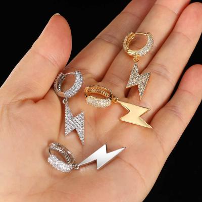 China RQ CLASSICS Fashion Stainless Steel Gold Plated Lightning Bolt Earrings Women Circle Cross Earrings For Women 2021 Mens With Cross for sale