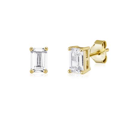 China New 2-4mm CLASSIC Classic RQ Baguette Stud Earrings Iced Out Bling Zircon Women's Earrings Hypoallergenic Wedding Jewelry for sale