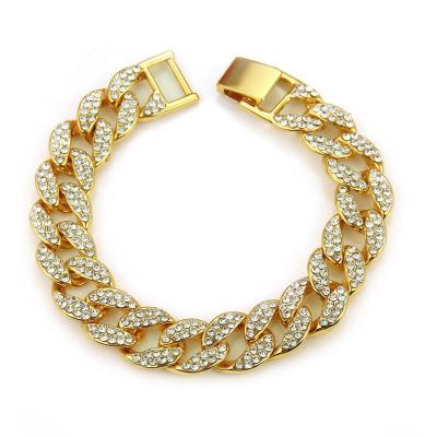 China Hiphop Hip Hop Joias Moda Miami Cuban Chain Bracelet Bracelete Iced Out Diamond for sale