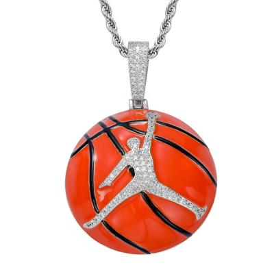 China Circonita du laton y de collar colgante de baloncesto d'oro hip hop scam Hiphop Chapado true for sale