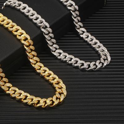 China Hip Hop Bling 14k 18k Gold Plated CZ Iced Out Cadena Cubana Mens Cuban Link Chain Diamond Chain Link Necklace Hip Hop Jewelry Cuban for sale