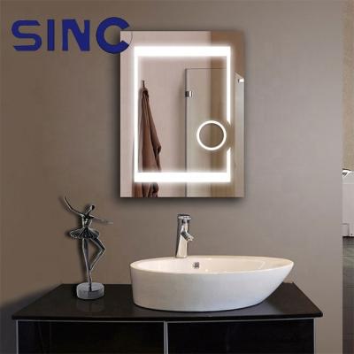 China Modern Wall Mounted Led Lighted Mirror With Magnifier Factory Direct Sale for sale