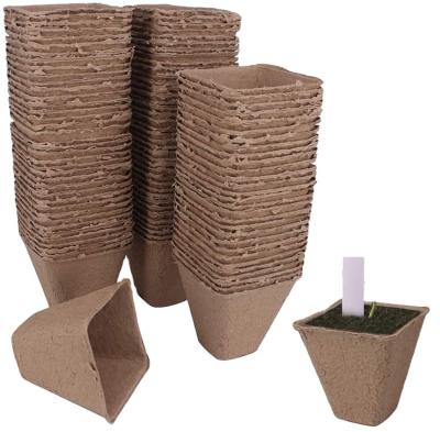 China Gardening & Planting Paper Seedling Mini Square Germination Garden Nursery Pots Peat Cells Tray Herb Growing Tray Degradable Seed Paper Pulp Seedling Cup for sale