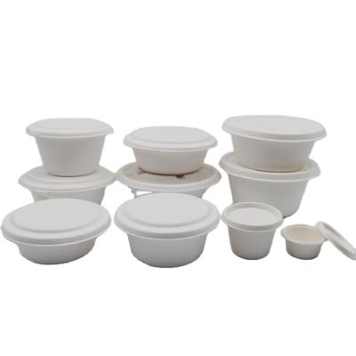 China Maker Price Disposable Sugarcane Disposable Bagasse Paper Pulp Fast Food Salad Bowl With Lid Sugarcane Bagasse Bowl for sale