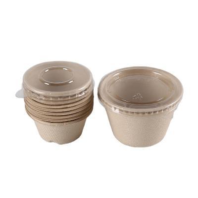 China Minimalist Disposable Straw Pulp Sauce Box Cup Condiment Box Sealed Leakproof Sauce Bottle Salad Meal Box Degradable Condiment Cup for sale