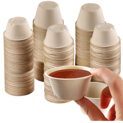 China Degradable Sugar Cane Straw Pulp Paper Salad Cups 8oz Minimalist Wholesale Disposable Biodegradable Sauce Cup for sale