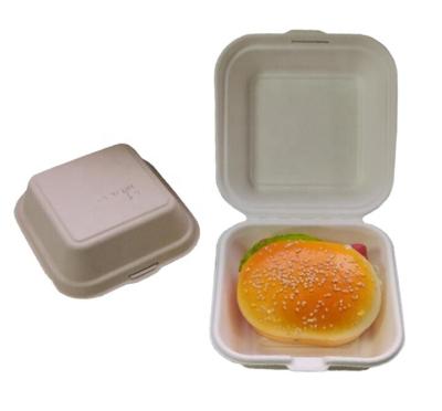 China Modern Disposable Degradable Pulp Lunch Box Sugar Cane Hamburger Ambient Bagasse Container Biodegradable Container for sale