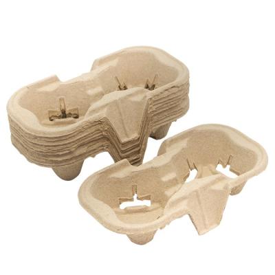 China 2 4 PCS Environmental Protection Recycled Detachable Detachable Disposable Cup Holder Sugarcane Bagasse Cup Holder Disposable Cup Holder for sale