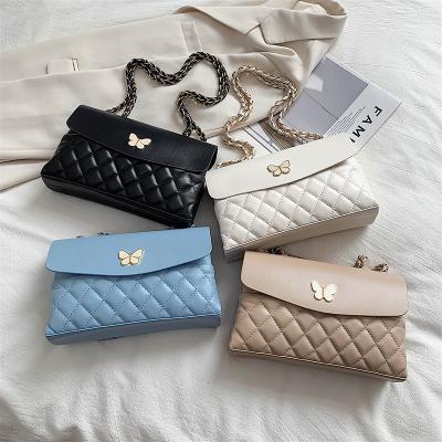 China Custom Embroidered Women's Fashion All-match Handbags 2022 Small Messenger Bag PU Leather Ladies Pearl Chain Bag Brand Designer Evening Clutch Bag for sale