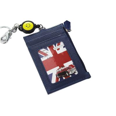 China Fashion Card Creative Leather Bag Multi Position Male And Female Retractable Card Holder Clip Belt Zipper Wallet Key Chain for sale