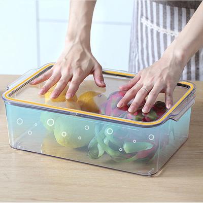 China Kitchen Sustainable Stackable Cabinet Plastic Pantry Clear Food Container With Lid PET Plastic Keeping Crisper Fresh for sale