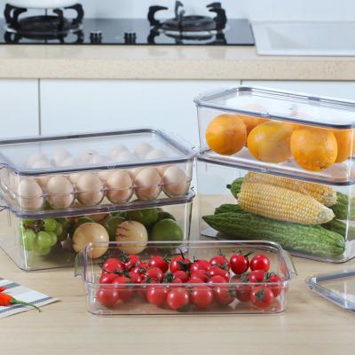 China Viable Food Grade Plastic Container Wholesale PET Storage Box Food Preservation Organizer Refrigerator Crisper Pack With Cover for sale