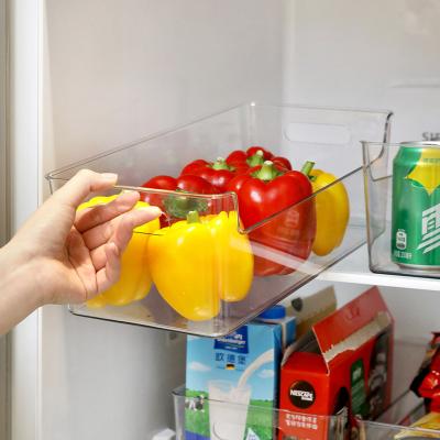 China Viable Plastic Transparent Tabletop Kitchen Refrigerator Rectangular Storage Box Transparent Vegetables And Fruit Frozen Box for sale