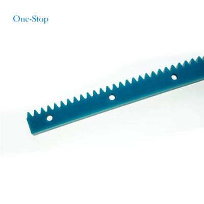 China Hotels Blue High Hardness Nylon Plastic Gear Rack Custom CNC Machining Low Friction Gear Rack for sale