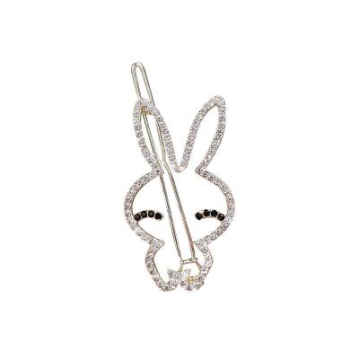 China Korean Fashion Style Bling Rhinestone Rabbit Hair Clips Cute Alloy Hair Clip For Kids Girl (H027C) for sale