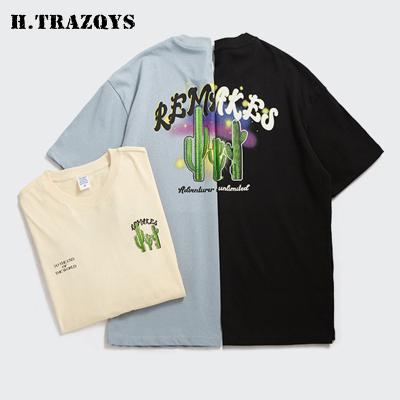 China Custom Wholesale Zhongqian Anti-Wrinkle and Cactus Big Graphic Tees High Quality Big Logo Graphic Printing T-Shirt for sale