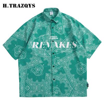 China Zhongqing Anti-Pilling Short Sleeve Button-Front Shirt Stylish Custom Apparel All Over Digital Printed Boys Tee Dress for sale