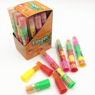 China Natural cute fruit colorful hard finger stick candy for sale