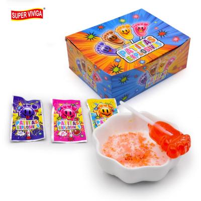 China Full Size Halal Foot Shape Lollipop With Magic Popping Candy for sale