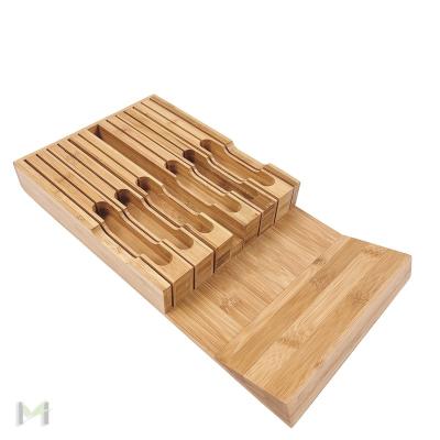 China Bamboo Kitchen Knife Drawer Organizer Block Kitchen Storage Rack For Knives Organization Premium Quality for sale