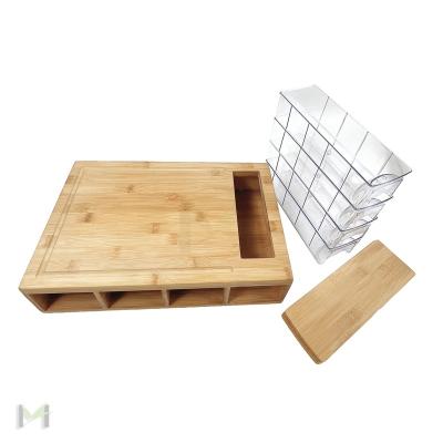 China Kitchen Extra Large Bamboo Cutting Board with 4 Drawer Organizer Trays Kitchen Cutting Boards for sale