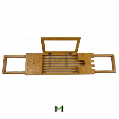 China Viable Expandable Cart Tray For Tub Premium Bathtub Tray For Reading by Bath, Drinking Wine and Lounging for sale