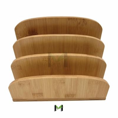 China 3 Slot Bamboo Organic Bamboo Desktop Document File Organizer Desk Organizer for sale