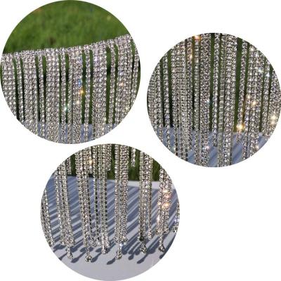 China Bag Decoration Width 14Cm Applique Rhinestone Chain Trims Beautiful Long Tassels Crystal Silver Necklace Curtain Bling for sale