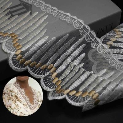 China New style chemical embroidery lace trimming embroidery trimming lace trimming border chemical lace trimming for dress for sale