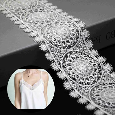 China Embroidery flowers lace trim embroidery border lace trimming chemical embroidery lace trimming for dress for sale