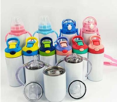 China Factory direct12oz sustainable sublimation masks straight kids tumbler sippy cup with 2 lids for sale