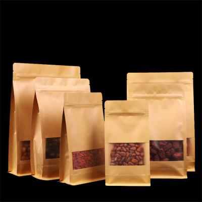 China Hot Sale Recyclable Kraft Paper Holder Window Resealable Frosted Ziplock Pouches For Food for sale