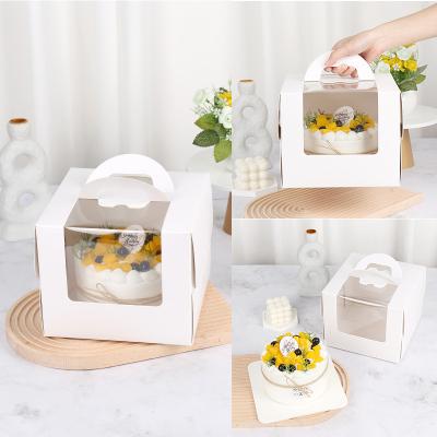 China Recycled materials 4 inchportable mousse cake box version open window birthday cake packaging box for sale