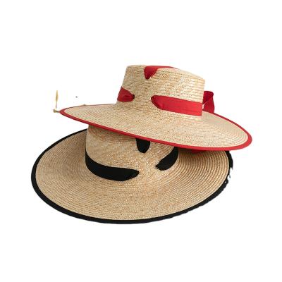 China Flat Surface Straw Striped Straw Hat With System Intellectual Straw Hat Fashionable Sun Hat Sun Visor for sale