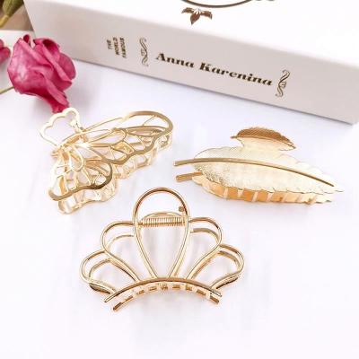 China Acetate Hairclaws Vintage Metal Hairclaws Feather Leaf Crown Alloy Hair Grip Women Hair Accessories for sale