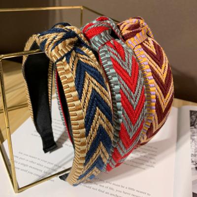 China Pretty Lady Exotic Fashional Headband Ethnic Wind Knot Wide Hair Band Women Girl Hair Accessories for sale