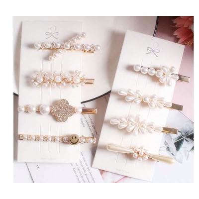 China Fashionable decoration alloy pearl barrettes tip bill barrettes wedding hair pin for sale