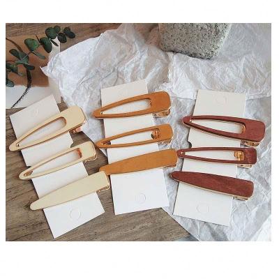 China Alloy+wood vintage wood hairpin hairpin clip geometric hairpin decoration girl for sale