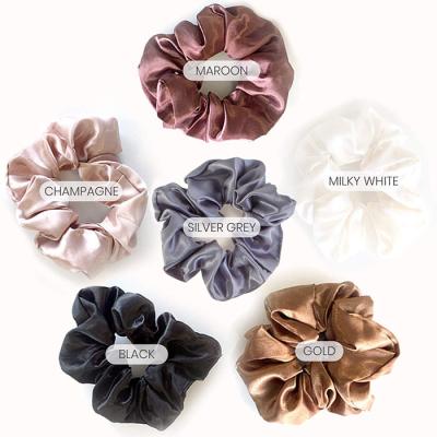 China Fashion Trendy 6A Silk Hair Scrunchies For Hair Customized 100% Silk 22momme Silk Scrunchies for sale