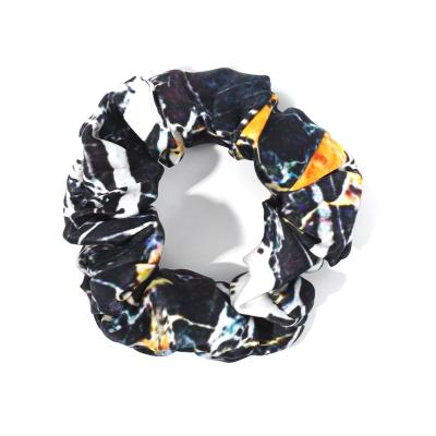 China 16-22mm soft hair ties 100% pure mulberry silk printed scrunchy hair bands silk hair scrunchies custom printed custom print for sale