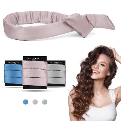 China Popular Heatless Silk Soft Magic Sleep Hair Band Loop Curling Ribbon Wraps Rod 100% Silk Hair Curler for sale